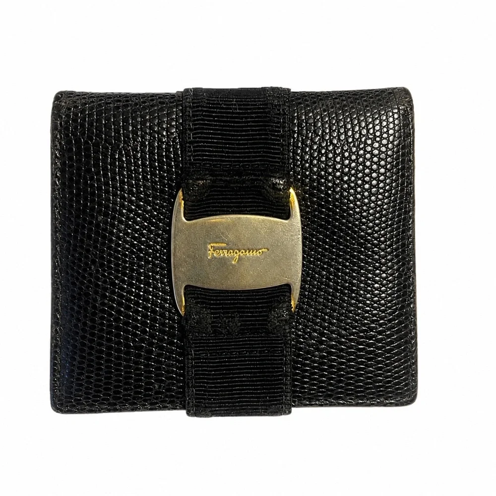 Salvatore Ferragamo Black Vara Bow Leather Wallet